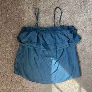 NWT Loft Chambray Ruffle Tanktop